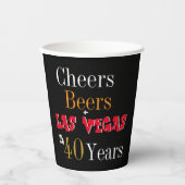 40e verjaardag Las Vegas Cheers and Beers Party Papieren Bekers (Voorkant)