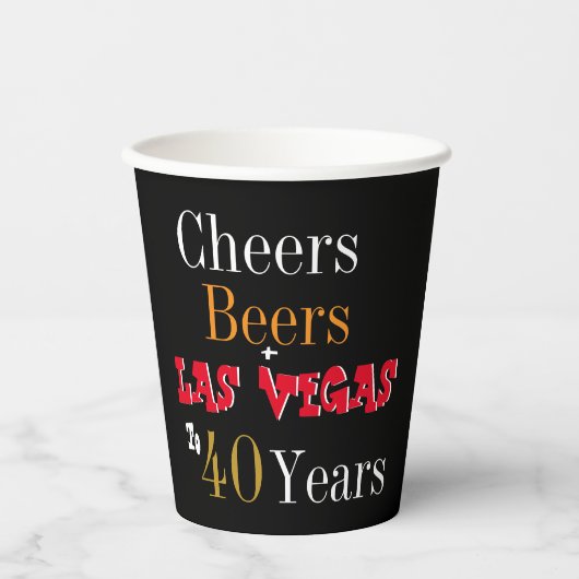 40e verjaardag Las Vegas Cheers and Beers Party Papieren Bekers (Voorkant)