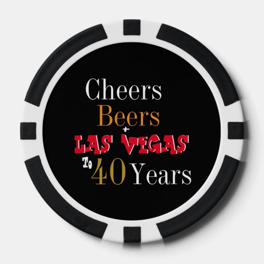 40e verjaardag Las Vegas Cheers and Beers Party Poker Chips (Voorkant)