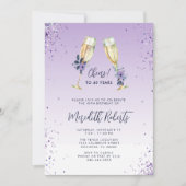 40e verjaardag Lavender Ombre Champagne Toast Part Kaart (Voorkant)