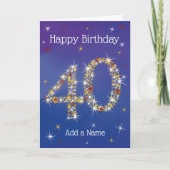 40e verjaardag - Leeftijd 40 in Star Numbers - Bla Kaart (Voorkant)