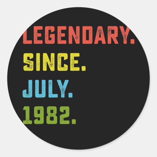 40e verjaardag Legenda gift sinds juli 1982 40 Ronde Sticker (Voorkant)