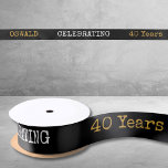 40e verjaardag Legendary Zwart Goud Retro Satijnen Lint<br><div class="desc">Voor degenen die hun 40e verjaardag vieren hebben we het ideale verjaardagsfeestlint met een gevoel. De zwarte achtergrond met een wit en goud typografie ontwerp is eenvoudig en toch elegant met een retro gevoel. Pas de tekst van dit verjaardagscadeau eenvoudig aan met behulp van de meegeleverde sjabloon. Onderdeel van een...</div>