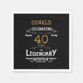 40e verjaardag Legendary Zwart Goud Retro Servet (Voorkant)