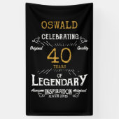 40e verjaardag Legendary Zwart Goud Retro Spandoek (Verticaal)