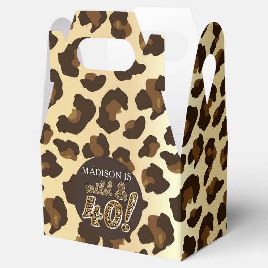 40e verjaardag Leopard Balloon Script Bedankdoosjes (Geopend)