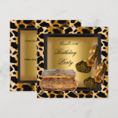 40e verjaardag Leopard Black Gold Shoes Kaart (Voorkant / Achterkant)