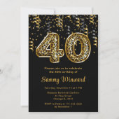 40e verjaardag Leopard Print Ballonnen met Confett Kaart (Voorkant)