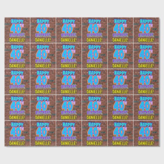 40e verjaardag: Leuk, Urban Graffiti geïnspireerd  Cadeaupapier (Vlak)