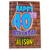 40e verjaardag: Leuk, Urban Graffiti geïnspireerd  Medium Cadeauzakje (Voorkant)