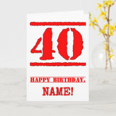 40e verjaardag: leuke, rode rubberen stempel geïns kaart (Gele Bloem)