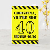 40e verjaardag: Leuke stencil stijl tekst, aangepa Kaart (Gele Bloem)