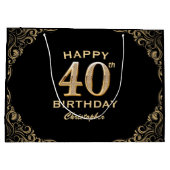 40e verjaardag Lijst voor zwarte en goudglitter Groot Cadeauzakje (Achterkant)