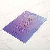 40e verjaardag lila folie uitnodiging (Gedraaid)