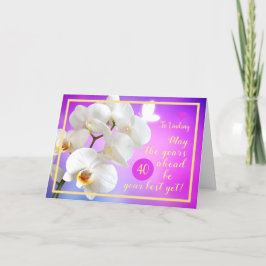 40e verjaardag Lindsay Orchids Elegant Golden Lijs Kaart