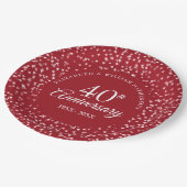 40e verjaardag Love Hearts Confetti Papieren Bordje (Gekanteld)