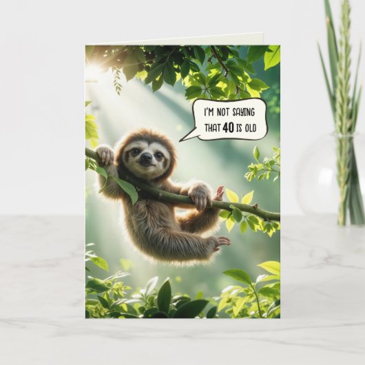 40e verjaardag luiaard humor kaart (Voorkant)