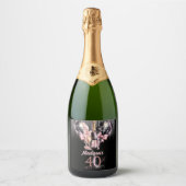 40e Verjaardag Luxe Roos Sparkling Wijnetiket (Voorkant)