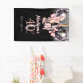 40e Verjaardag Luxe Roos Wijnfeestbord Spandoek (Insitu)