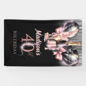 40e Verjaardag Luxe Roos Wijnfeestbord Spandoek (Horizontaal)