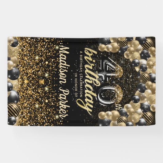 40e verjaardag Luxe, speciaal gepersonaliseerd zwa Spandoek (Horizontaal)