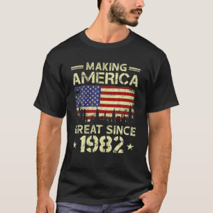 40e verjaardag  maakt Amerikaanse vlag Grote S T-shirt