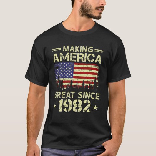 40e verjaardag maakt Amerikaanse vlag Grote S T-shirt (Voorkant)