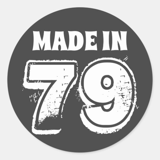 40e verjaardag Made in 79 Typografie Black Ronde Sticker (Voorkant)