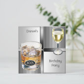 40e verjaardag Mannen Drinken Metal Black Silver Kaart (Staand voorkant)