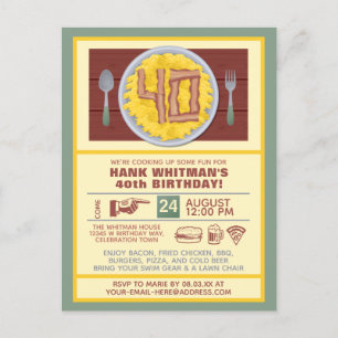 40e verjaardag Mannen Funny Bacon Thema Uitnodiging Briefkaart
