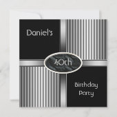 40e verjaardag Mannen metalen zwarte zilver Kaart (Voorkant)