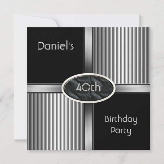 40e verjaardag Mannen metalen zwarte zilver Kaart (Voorkant)