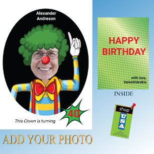 40e verjaardag Mannen nieuwe Funny Clown epic CARD