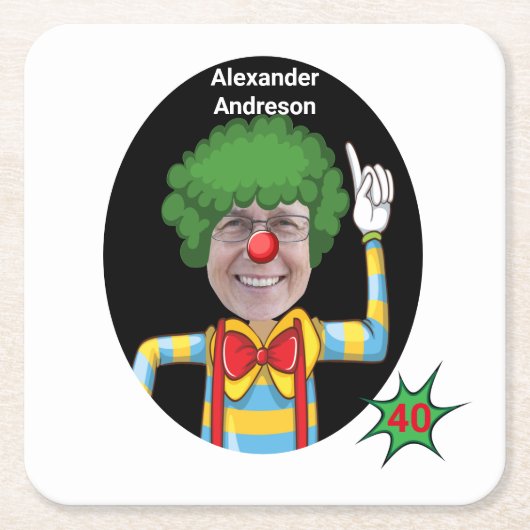 40e Verjaardag Mannen Nieuwe Grappige Clown Epic Kartonnen Onderzetters (Voorkant)