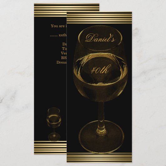 40e verjaardag Mannen Sepia Gold Cold Drink Man Kaart (Voorkant / Achterkant)