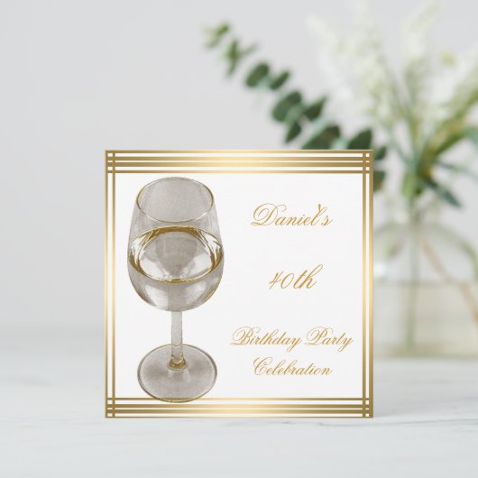 40e verjaardag Mannen Sepia Gold Cold Drink Man Kaart (Staand voorkant)