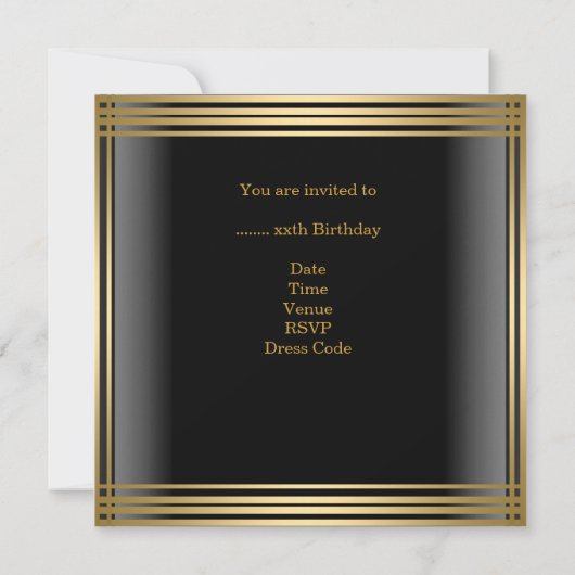 40e verjaardag Mannen zwarte gouden Drinken Mans Kaart (Achterkant)