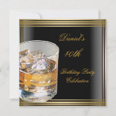 40e verjaardag Mannen zwarte gouden Drinken Mans Kaart (Voorkant)