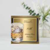 40e verjaardag Mannen zwarte gouden Drinken Mans Kaart (Staand voorkant)