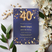 40e verjaardag Marine Blauw Goud Sterren Kaart