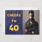 40e verjaardag marineblauw gouddebaars fotoman kaart (Voorkant)