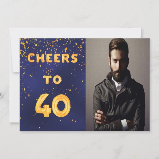 40e verjaardag marineblauw gouddebaars fotoman kaart (Voorkant)