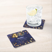 40e verjaardag marineblauw gouden sterren foto kartonnen onderzetters (Insitu)