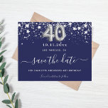 40e verjaardag marineblauw zilver sparen datumbudg flyer<br><div class="desc">Let erop dat deze Save the date op flyer paper en erg dun is. Enveloppen zijn niet inbegrepen. Bezoek onze winkel voor meer informatie over het opslaan van de datumkaart (hetzelfde ontwerp). Een meisje en trendy sparen de Datum voor een 40e verjaardagsfeestje. Een blauwe achtergrond voor de marine. Gedrooid met...</div>