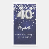40e verjaardag marineblauwe zilveren sterren servet (Voorkant)