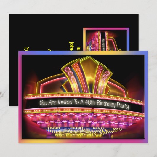 40e verjaardag Marquis uitnodiging (Voorkant / Achterkant)