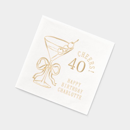 40e verjaardag Martini Cheers Veertig Gepersonalis Folie Servetten (Links)