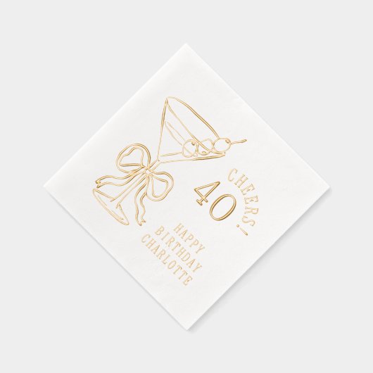 40e verjaardag Martini Cheers Veertig Gepersonalis Folie Servetten (Rechts)