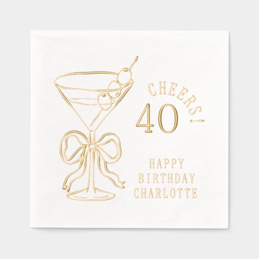 40e verjaardag Martini Cheers Veertig Gepersonalis Folie Servetten (Voorkant)