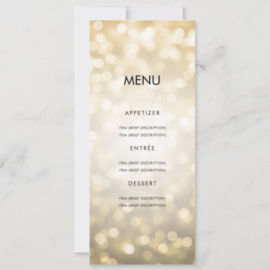 40e verjaardag Menu Gouden Glitter Lights Kaart (Achterkant)